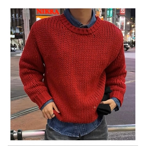MY42-P68红色毛衣,酒红色彩服装搭配图片