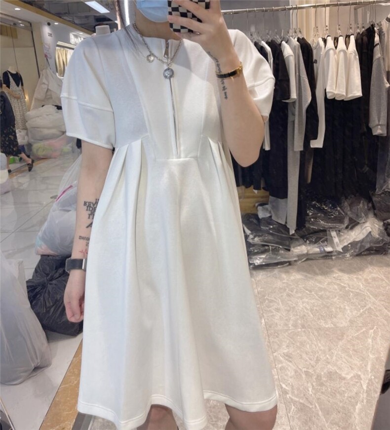 泡泡袖连衣裙，女装连衣裙，LL+