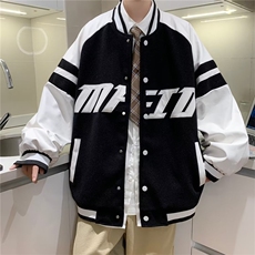 秋季港风拼接夹克情侣外美式高街字母印花棒球服外套套W5381-P55，男装夹克，星座512-2