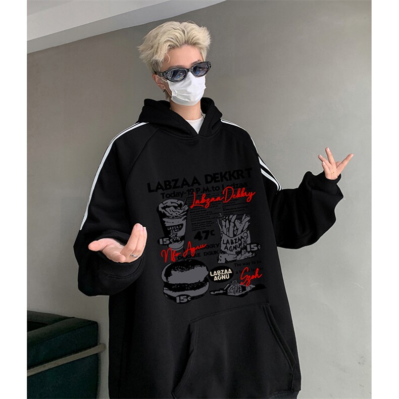 抖音得物供货提供视频秋冬重磅美式宽松织带连帽卫衣0425,男装卫衣,电商A486
