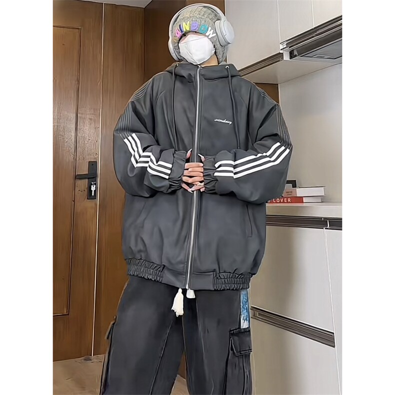 现货网图切片羊羔毛内胆三条杠棉服美拉德皮棉衣M2412-特P100,男装棉衣,星座1213