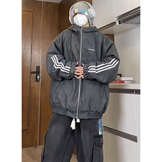 现货网图切片羊羔毛内胆三条杠棉服美拉德皮棉衣M2412-特P100，男装棉衣，星座1213