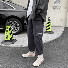 2024春季纯棉大口袋港风男美式宽松直筒休闲裤工装裤K5261P45，男装休闲裤，星座225-5