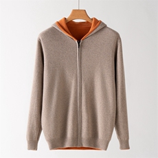 2026年秋季时尚都市长袖时尚百搭连帽拉链开衫，男装羊绒开衫，雪丹羊