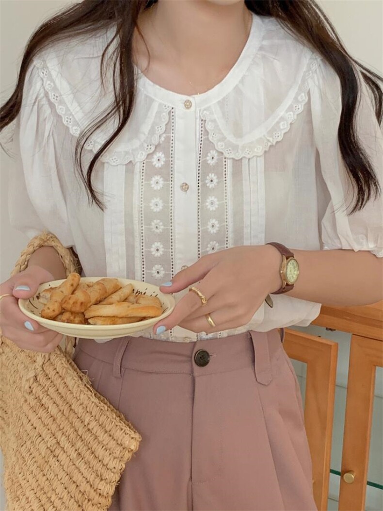 上新推荐娃娃领钩花小衫，其它，DAP