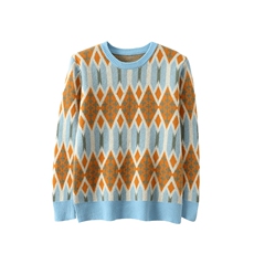 2024年秋季圆领长袖羊毛条纹时尚都市套头羊毛衫，男装羊毛衫，德晨羊绒