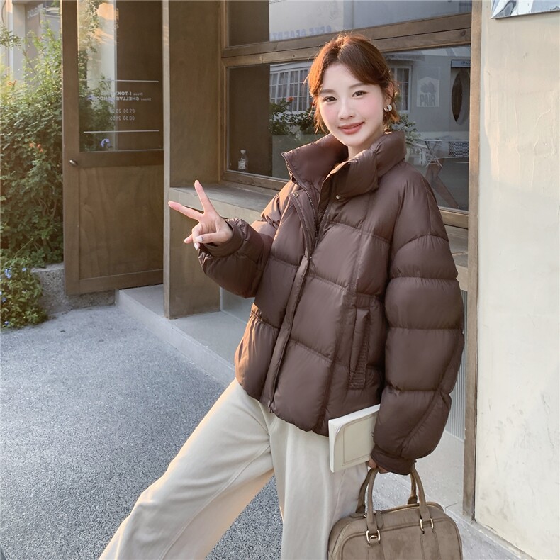 美拉德保暖咖色羽绒服外套女冬季2025新款90绒白鸭绒面包服高级感,女装羽绒服,2C116