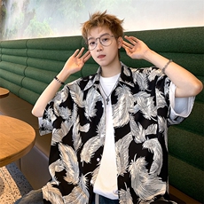 现货2026夏短袖中性男女夏季薄款潮流宽松沙滩清凉衬衫C221-TP30，男装衬衫，电商A170