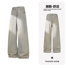 B221美式ins高街暗黑百搭宽松直筒牛仔裤LK25600-特P38控68，男装牛仔裤，电商B221
