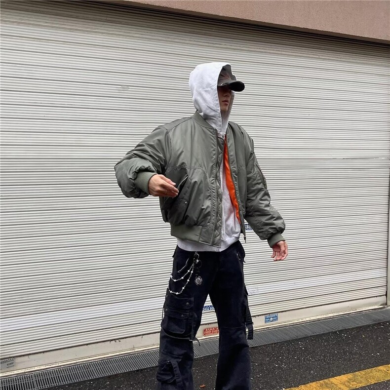 棉衣拉链常规原宿棒球领青少年日系文艺潮时尚加棉夹克外套103p85,男装夹克,电商D256-2(原A064-2)