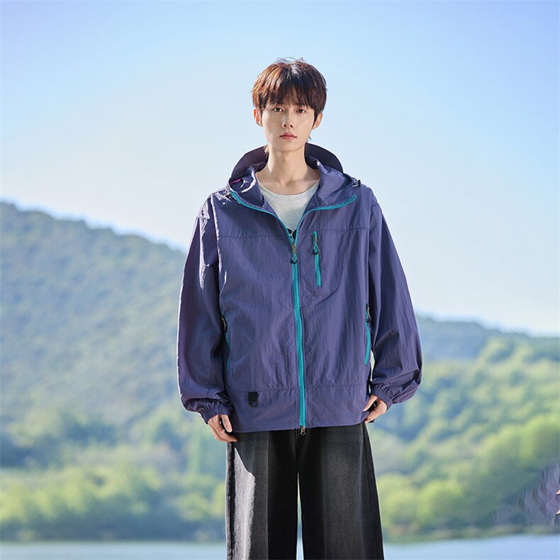 UPF50+有报告凉感轻薄透气宽松大码潮流防晒服DQC659-P48，男装防晒衣，电商B306