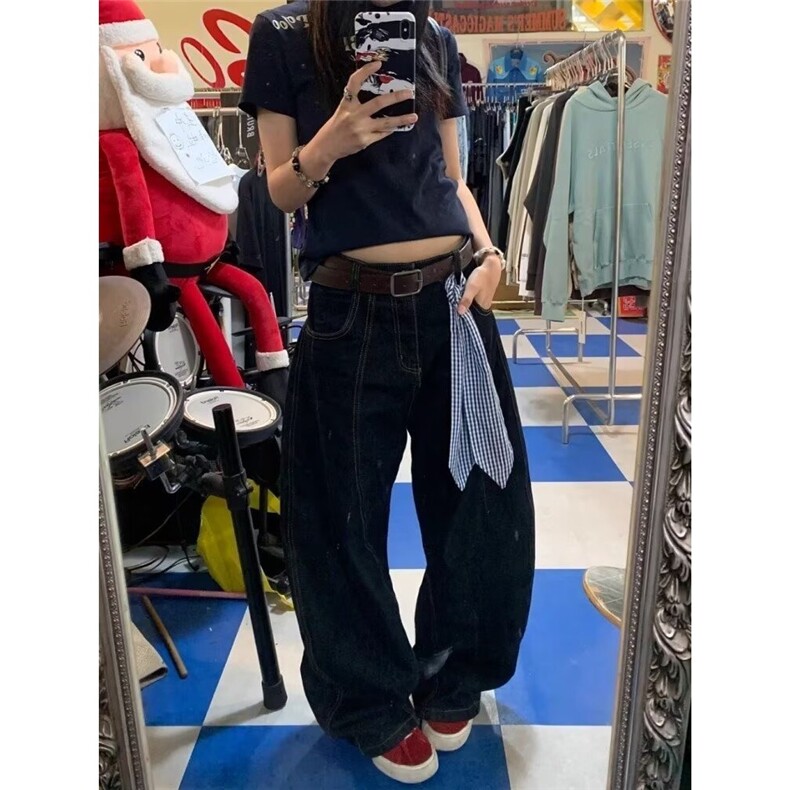 【现货】DA461-特批48美式复古设计感弯刀牛仔裤男女宽松百搭裤,男装牛仔裤,星座603-2