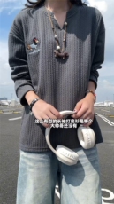 XZ809A/SYR07/特P19/控38肌理感腊肠狗绣花V领长T恤卫衣，男装T恤，星座809A(原222-1)