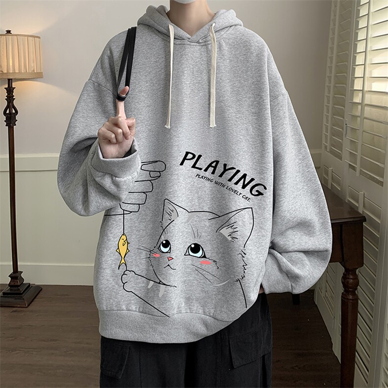 连帽卫衣男大码运动服帽衫外套WY2129-P35加绒款P40,男装卫衣,电商A040