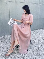 风盘扣修身显瘦气质连衣裙，女装连衣裙，天使公主