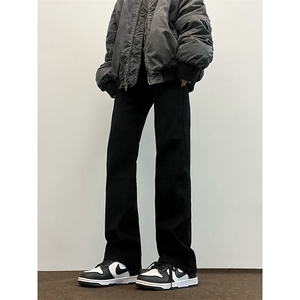 B221美式高街水泥灰弹力直筒牛仔裤LK24146-P60控79 加绒P70控99图片