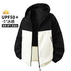 2026新款拼色防晒服连帽外套防晒衣男女款防泼水轻薄透W6532-P39，男装防晒衣，星座412-2