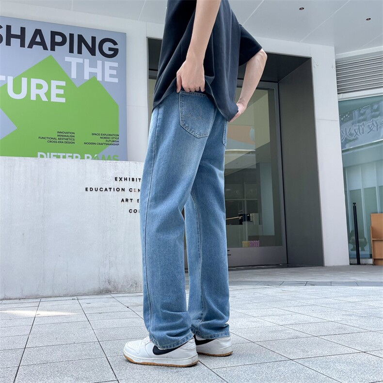 牛仔裤男美式高街vibe裤子宽松阔腿显瘦微喇裤N01167-P48,男装牛仔裤,星座308B-1