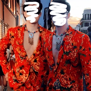 RS1网红同款高质量大码单上衣西装西服婚庆表演出团队服新中式潮图片