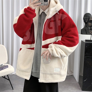 冬款港风加棉加厚百搭棉衣羊羔绒连帽外套男士 8120-P130控价168图片