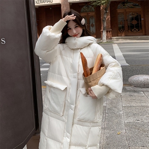【新款现货】白色长款连帽高级减龄白鸭绒面包服99807款P290K398图片