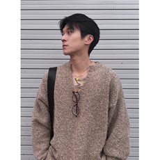 美式复古混纺羊毛衫毛衣男女宽松慵懒氛围感情侣款针织衫MY7376，男装针织衫/毛衣，星座516A
