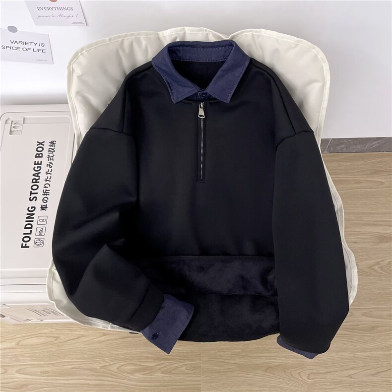 1506-1/WWY581/P53韩系假两件牛仔衬衫领polo衫卫衣男生高级感,男装衬衫,星座1506-1