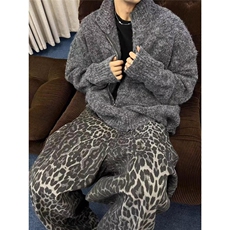 现货秋冬复古百搭宽松深灰拉链毛衣外套保暖针织衫男女LQ877-P53，男装针织衫/毛衣，星座1008