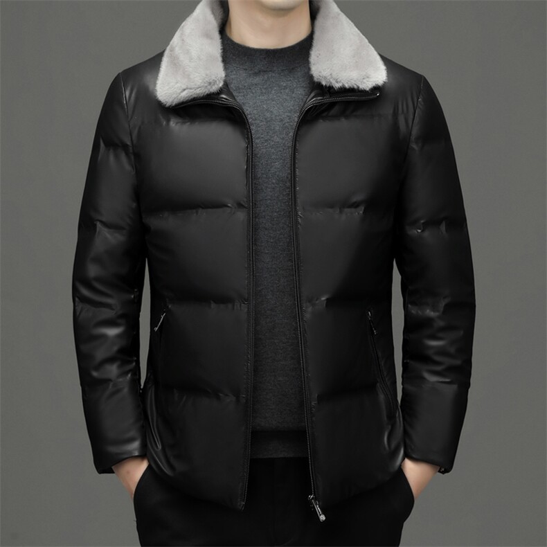 冬季男士金貂绒毛领翻领羽绒服中年男装商务休闲爸爸装保暖外套潮，男装羽绒服，钱塘6003（原4033）
