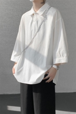 CS1135-P45控78夏季棉麻透气冰丝五分袖短袖大码男士衬衫，男装T恤，电商A059