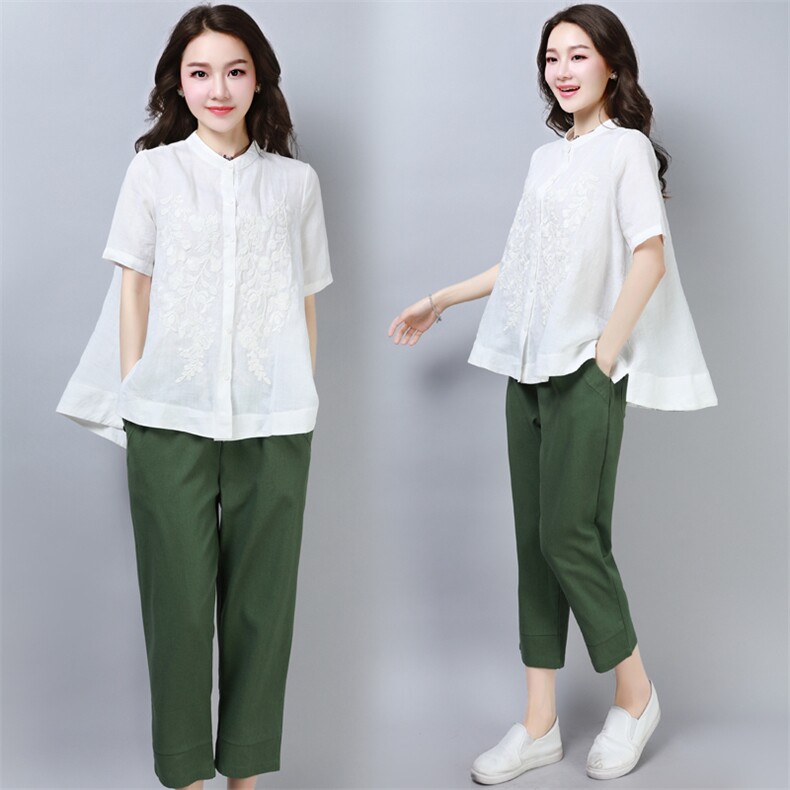 2023年夏季套装/套裙两件套时尚韩版优雅修身时尚上衣加长裤,女装套装/套裙,奕阳依阁