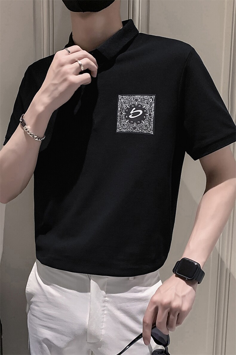 白色2022精神小伙修身polo衫男士短袖T恤PL505-P48控价68,男装Polo衫,电商A108