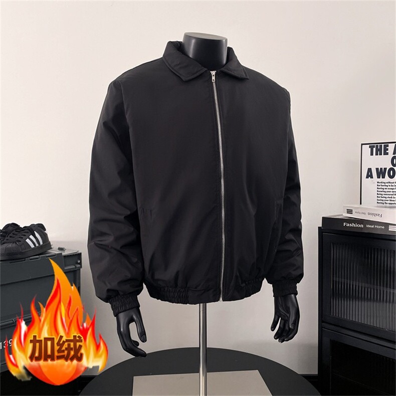 黑色短款外套男款痞帅高级感男装行政翻领美式飞行员夹克YJ15夹棉，男装夹克，星座310B-2