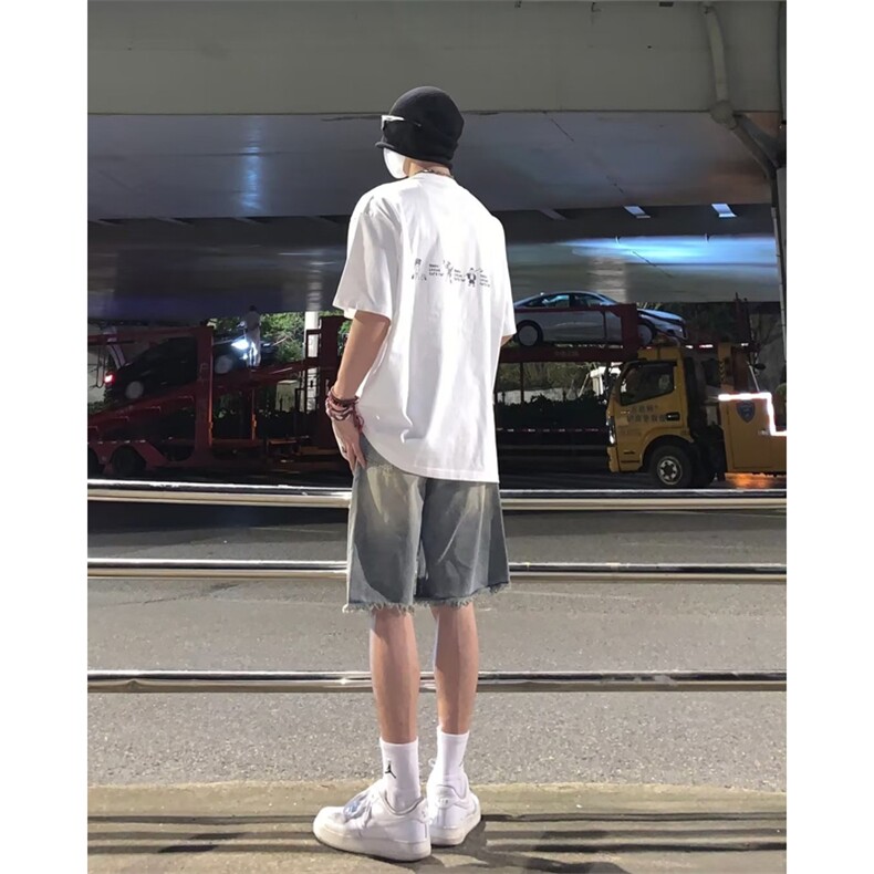 美式破洞牛仔短裤男夏季薄款潮牌五分裤DM914P35,男装牛仔裤,星座1116-2