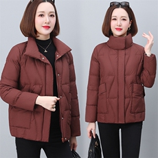 简约时尚潮流羽绒服休闲显瘦减龄冬季立领纯色女外套遮肉新款主推，女装羽绒服，木橙西子