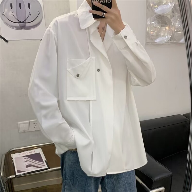 春夏ins禁欲系衬衫男长袖束腰装饰设计感冷淡风韩风衬衣WC611P40,男装衬衫,星座1116-2