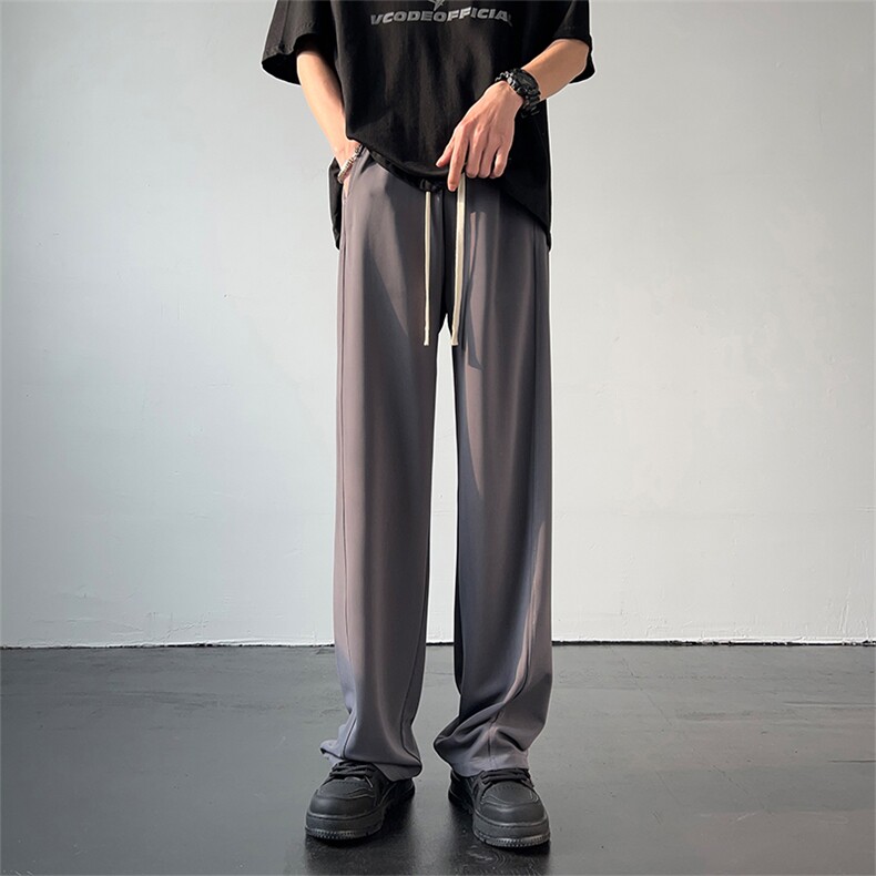 高品质冰丝裤X2037-TP45控68 季宽松运动裤高级垂感阔腿休闲长裤图片
