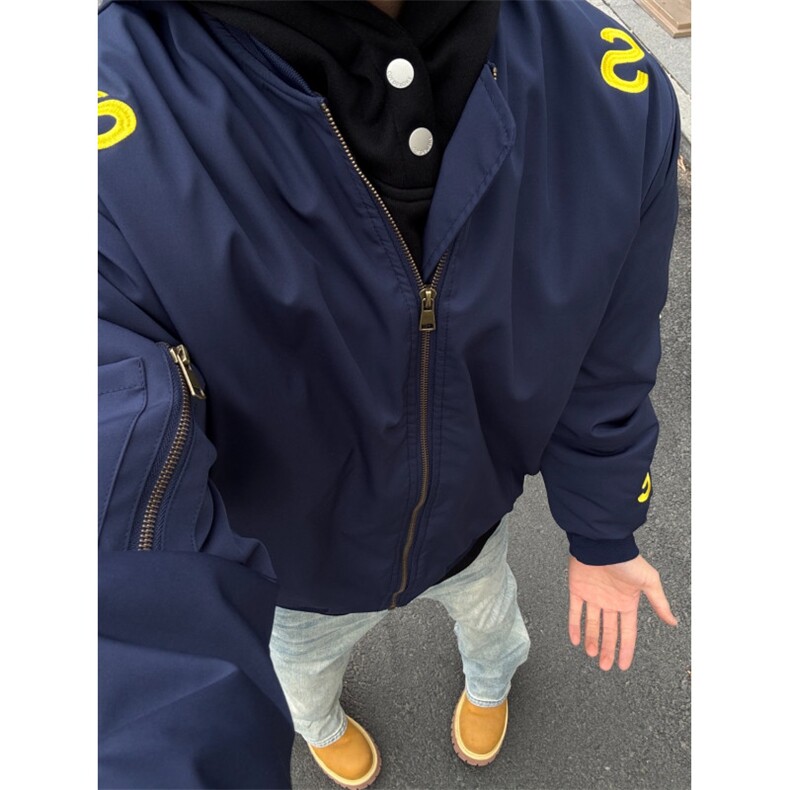 【网图】M8091LL-特P80美式字母刺绣飞行员棒球服夹克加棉外套,男装夹克,星座1007（原301D）