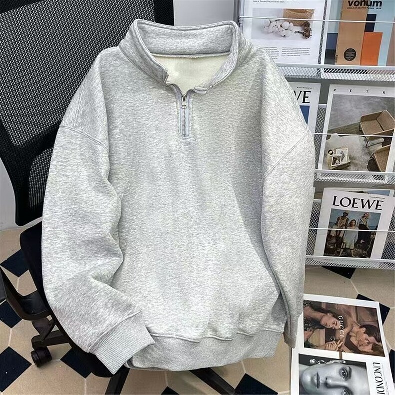 韩版潮牌设计感半拉链立领卫衣男女秋冬季新款百搭oversize风上衣,男装卫衣,星座218-8