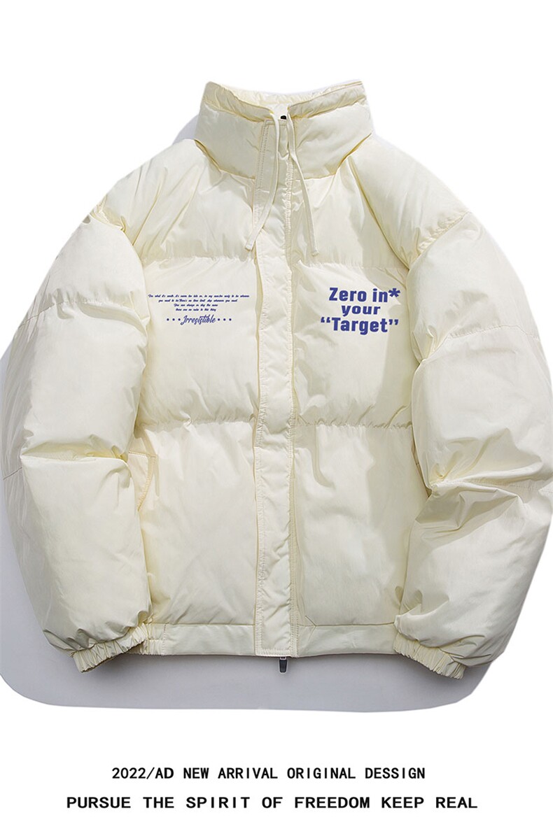 白鸭绒白底22冬季时尚潮流字母印花保暖立领羽绒服YR227P195控258,男装羽绒服,电商A247-1