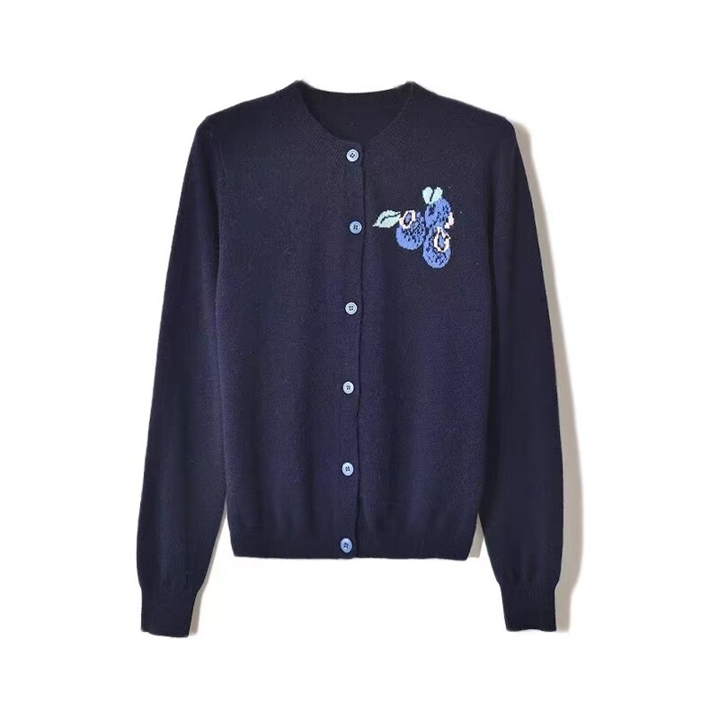 2025年秋季通勤蓝莓提花开衫时尚百搭休闲，女装羊毛衫，百纯羊绒