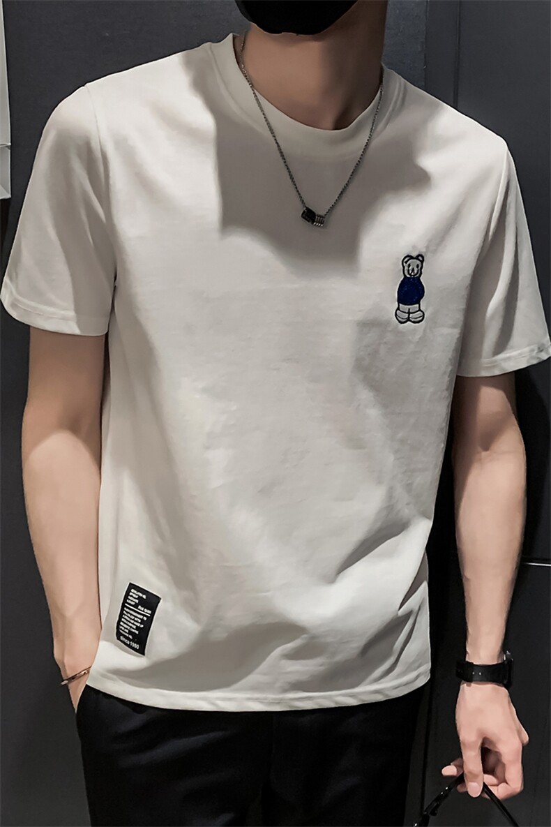 黑色2022精神小伙修身男士印花短袖T恤社会tT087-P38控58,男装T恤,电商A108