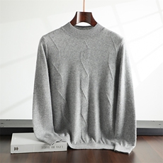 2025年秋季长袖套头常规款半高领菱形时尚百搭通勤羊绒衫，男装羊绒开衫，飞邦羊绒