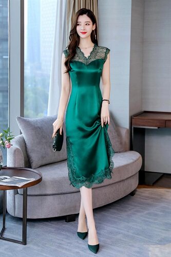 连衣裙百搭修身蕾丝显瘦2021年夏季新款时尚气质,女装连衣裙,艾仟回(原伊仟回)