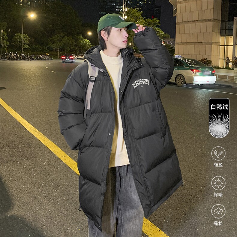 港风23冬季时尚百搭情侣连帽潮流长款羽绒服外套YR151P245控328,男装羽绒服,电商A247