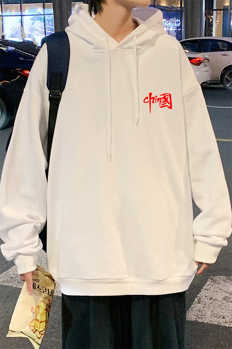 WY2276-P35加绒款-P40纯棉连帽卫衣男大码运动帽衫宽松薄外套男,男装卫衣,电商A040