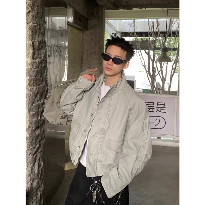 美式复古立领工装牛仔外套男春秋季百搭休闲夹克JKA48-P100,男装工装外套,星座208-5