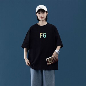 2024夏季新款宽松大码中性风反光FG男女运动短袖纯棉T恤T1915-P22，男装T恤，星座508（原C305）