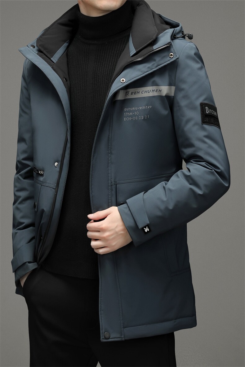 冬季羽绒服男士中长款纯色潮流中年厚款休闲外套SNNYR86068-P300,男装羽绒服,电商B212（原钱塘6029）