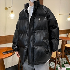 痞帅PU皮棉衣男2024新款冬季潮牌加厚防风外套J3348-P105，男装棉衣，星座1109-3